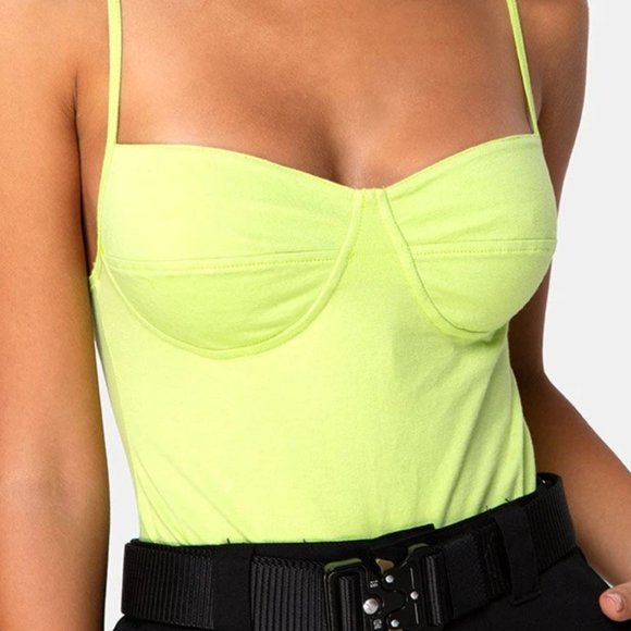 Motel Rocks Tops - Motel Rocks Lanti Bodice Lime Cup Corset Bodysuit